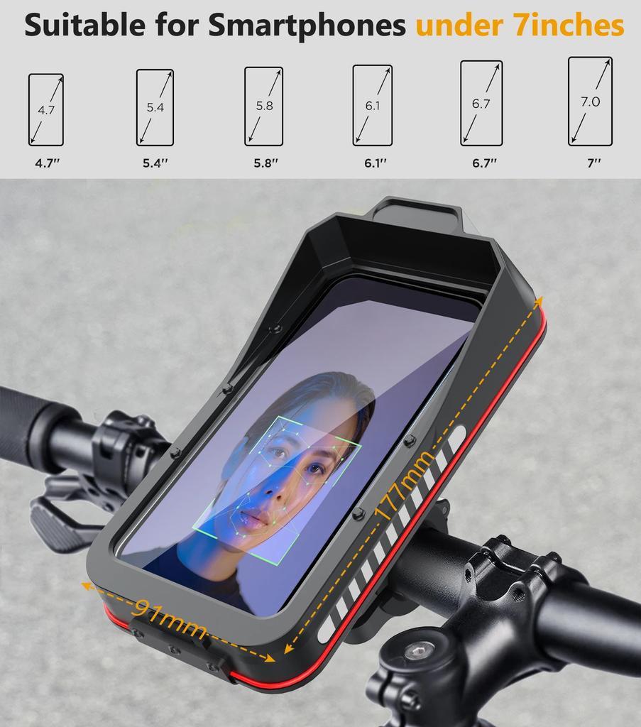 Universal Quick Lock Bike Scooter Handlebar Stand Waterproof Motorcycle Bicycle Mobile Phone Holder for 4.7-7.0 inches Devices