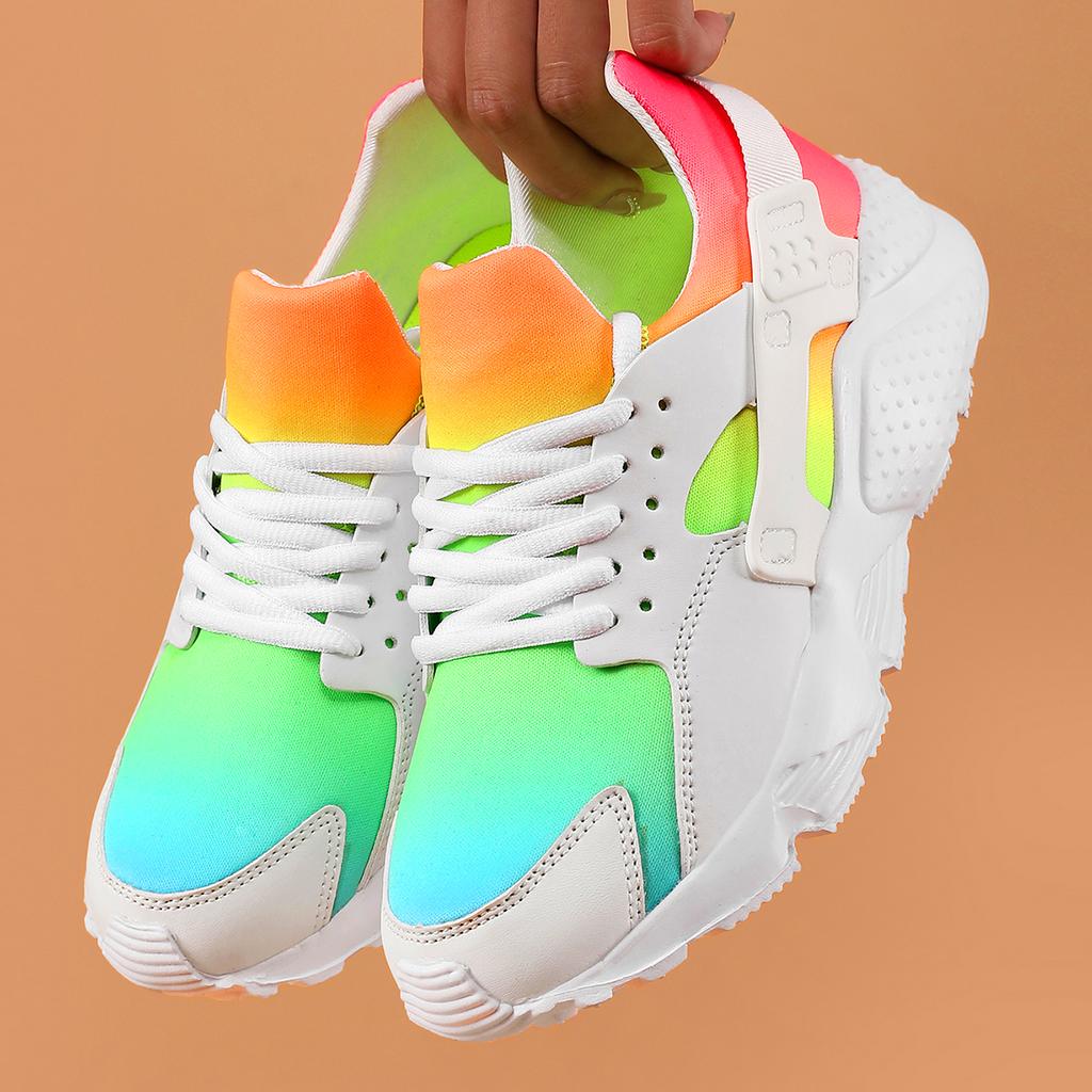 Женская обувь Радужные цвета Кроссовки на танкетке Женские женские Вулканизированные туфли Дышащие Комфортные Повседневные женские туфли Tenis Feminino