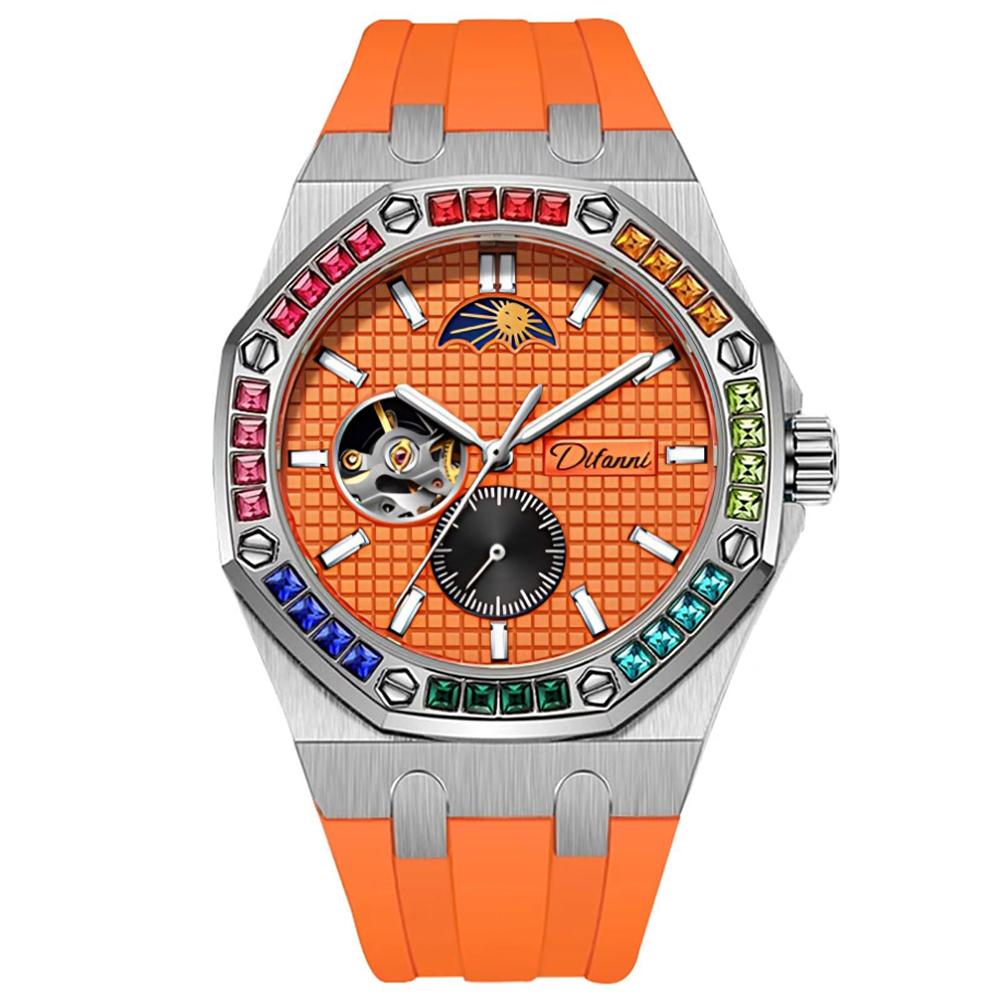 Fashion New Luxury Mechanical Watches Rainbow Drill Hollow Design Fully Automatic Mechanical Automatic Watch