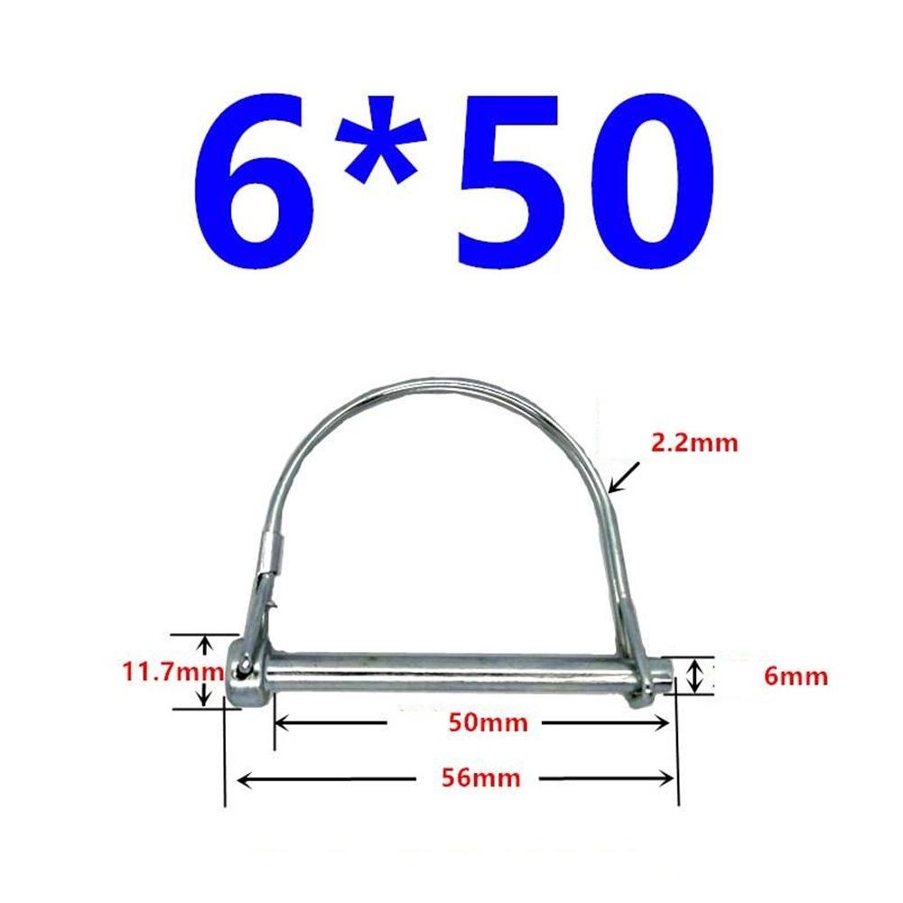 10 шт. Стопорный штифт с проволочным замком, Стопорный штифт с валом из углеродистой стали, Стопорный штифт с проволочным замком в виде круглой петли для гусеничной фермы и газона(6*50)