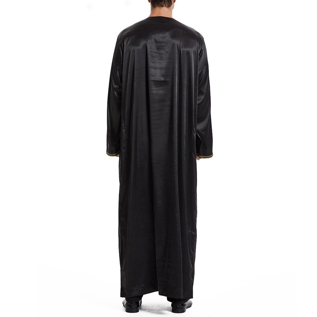 Дизайнерская весенне-летняя мужская повседневная однотонная рубашка с длинным рукавом, свободный халат с круглым вырезом