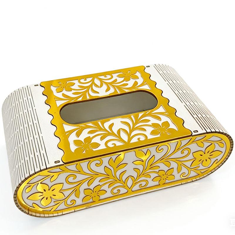 Wooden Carved Tissue Box Cover, European Style Decorative Napkin Holder, Creative Desktop Storage Box for Home Living Room Bedro