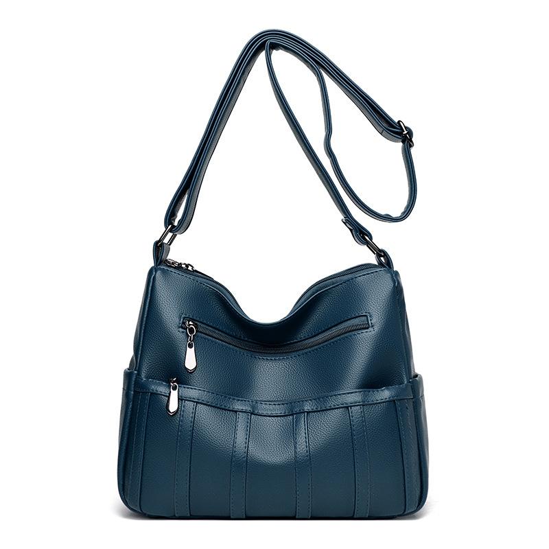 Текстурная женская сумка из мягкой кожи, многослойная сумка через плечо на одно плечо, большая вместимость, сумка для мам среднего и пожилого возраста