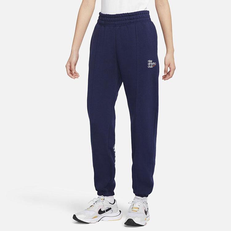 Nike Спортивный клубный вязаный спортивный костюм женский Черно-синий Умеренно манжетные брюки DQ9149-498
