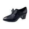 New Metal Pointed Bow Thick Heel Single Shoes Women's Spring Large Size High Heel Fashion Women's Shoes
