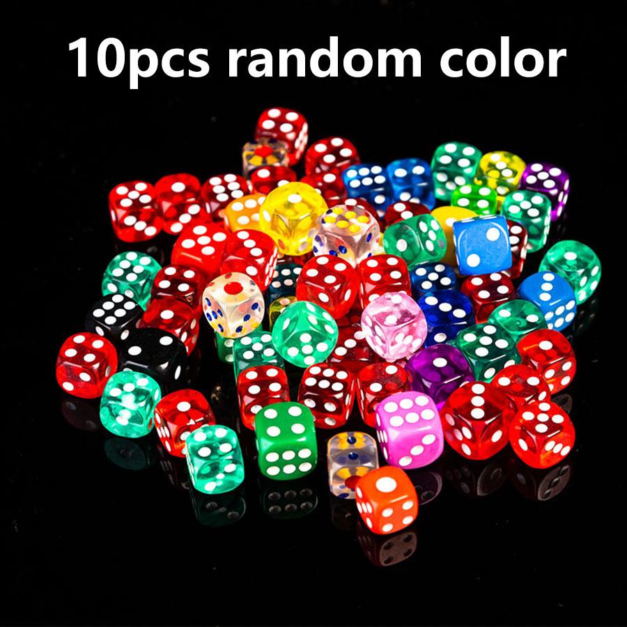 10/20pcs 14mm Acrylic Colour Transparent Rounded Dice Party Entertainment Drink Game D6 Crystal Dice Table Board Game JXB