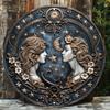 Gemini Zodiac Sign Round Wooden Sign - Wooden Wall Art with HD Printing, Weather Resistant, Pre-drilled for Easy Hanging