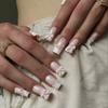 Nail Patch Pure White French Removable Nail Wearing Nail Simple Bow Nail Patch Pearl Diamond 24 Pieces
