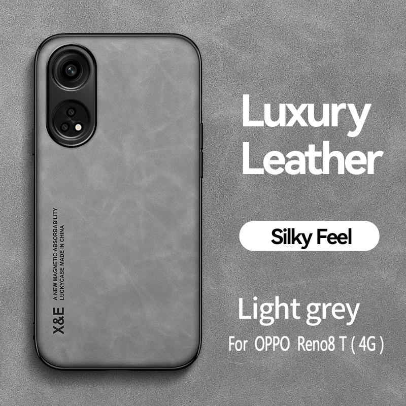 For Oppo Reno8 T Leather Case Sheepskin Texture Back Cover Soft Frame Shockproof Phone Case for  For Oppo Reno8 T Reno 8T 4G