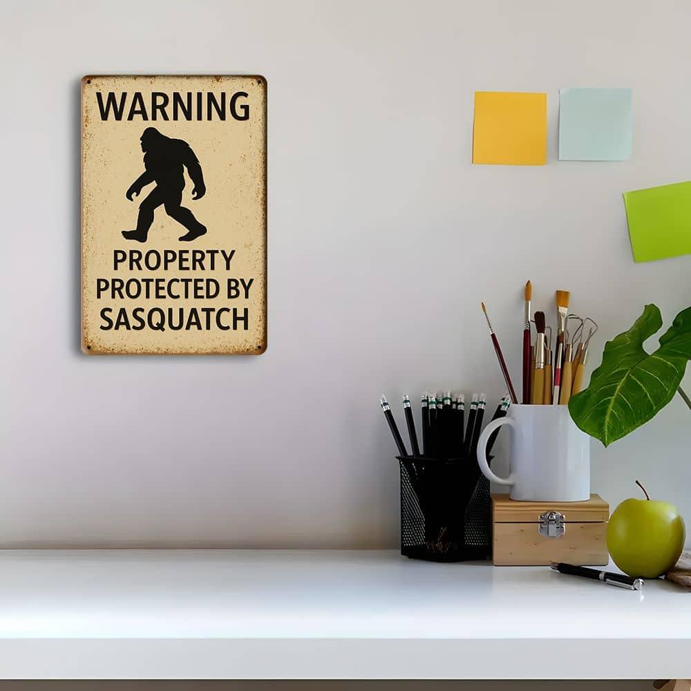 1 шт. Предупреждающий знак «Защита от Сасквоча» 8x12 дюймов из алюминия - Декор стен на мифическую тематику для дома, двора и уличных пространств