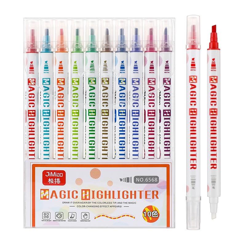10pcs Variable Color Drawing Pen Set Discolored Magic Change Highlighter Marker Pens For Scrapbooking School Art Supplies