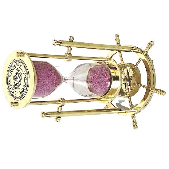 Вращающаяся подставка и таймер 20,32 см, песочные часы из морского дерева и латуни