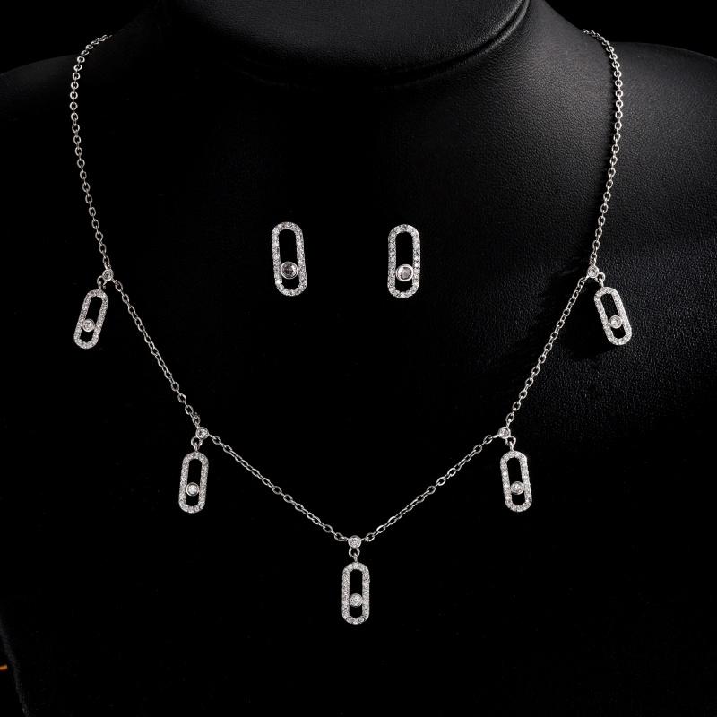 Изысканные овальные подвески с подвесками для женщин, модные серьги-скрепки с кубическим цирконием, ожерелье, ювелирные изделия, подарки для девочек на вечеринку