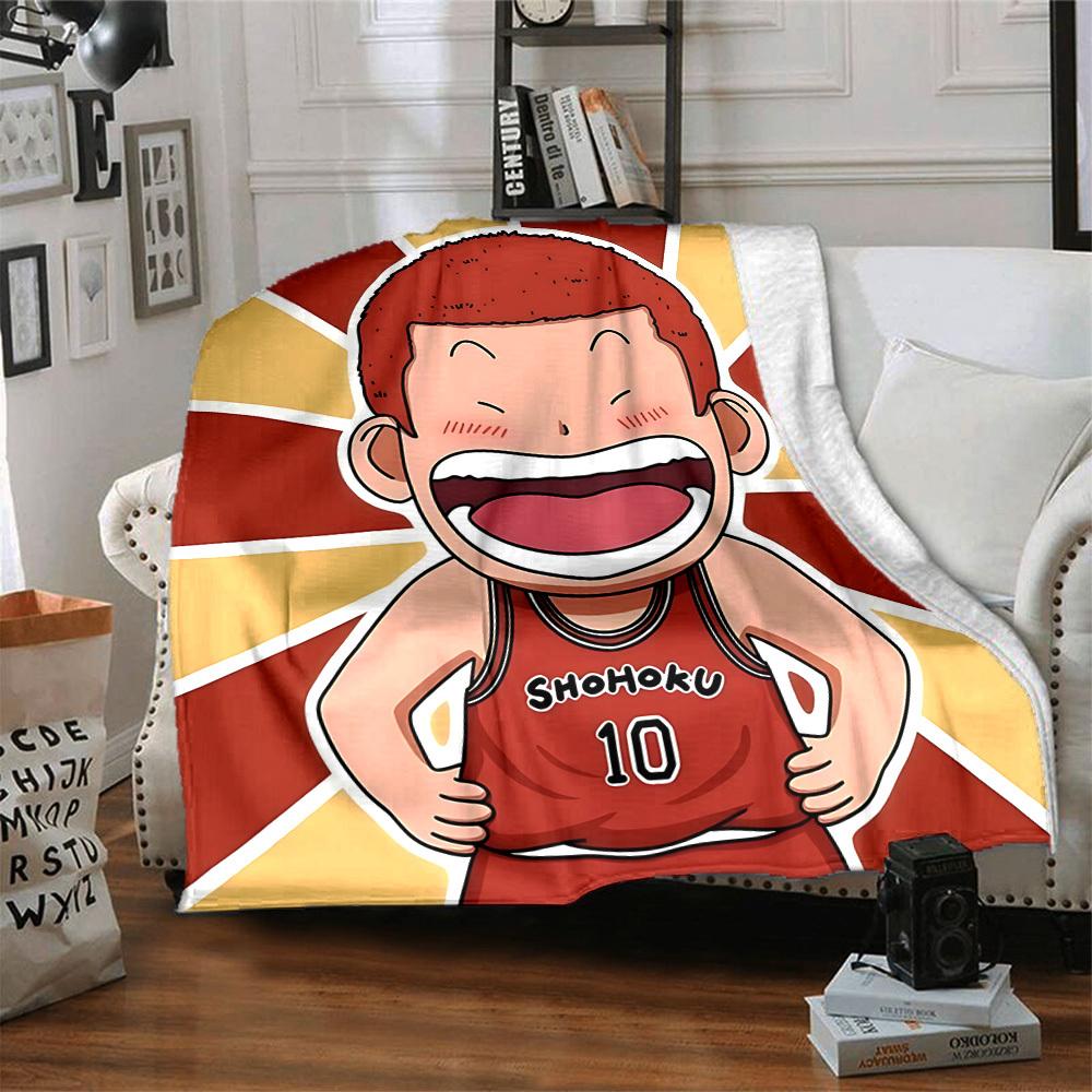 1pc SLAM DUNK Flannel Throw Blanket HD Printed Lightweight Soft Warm All Season Blanket for Sofa, Bed, Travel, Camping Machine Washable