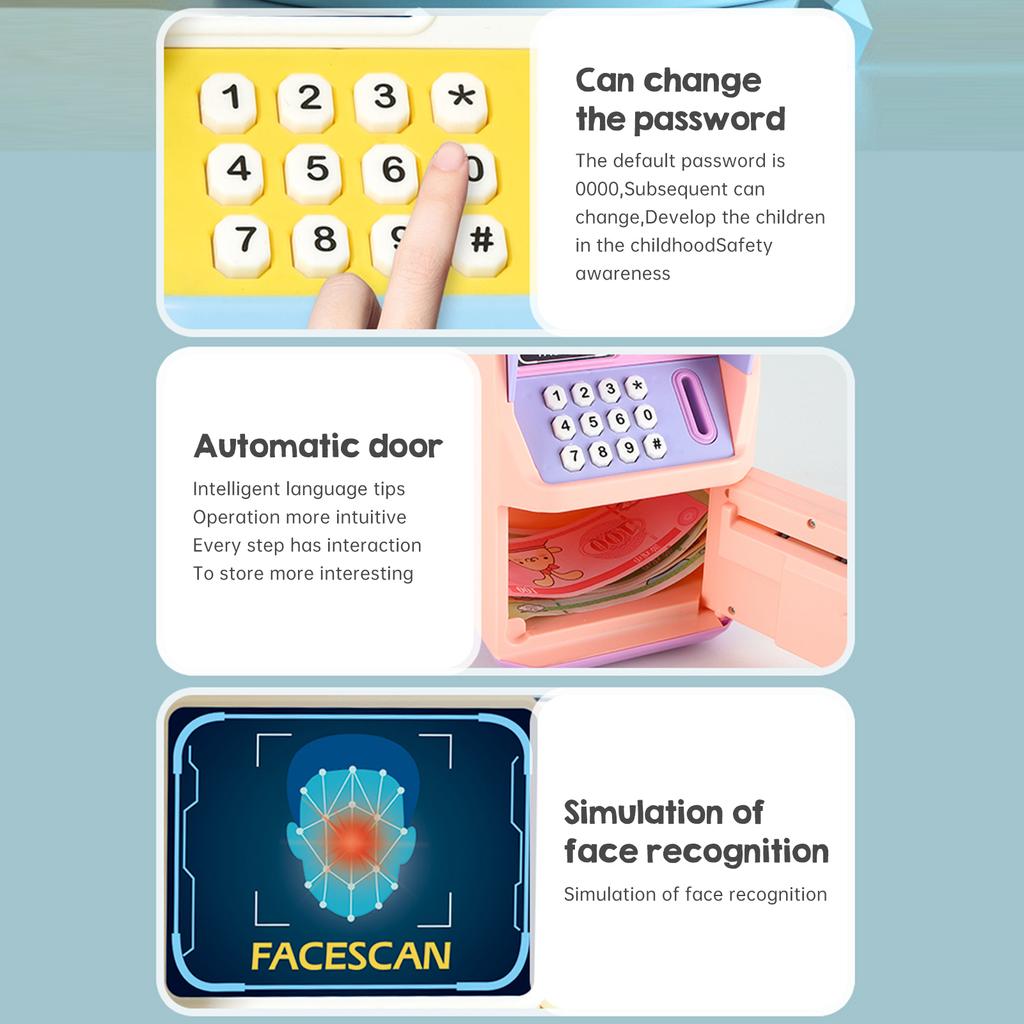 Электрическая копилка для детей, детский банкомат Moeny Jar, имитация распознавания лиц, автоматическая прокрутка