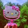 Ручное зеркало Kuromi с кристаллами в виде кошки - Милое DIY зеркальце для макияжа котенка