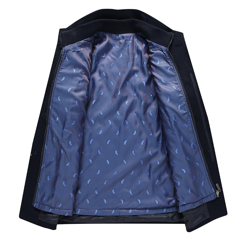 Autumn and Winter Men's Business Woolen Coat Fashion Non-ironing Liner Thickened Woolen Coat Men