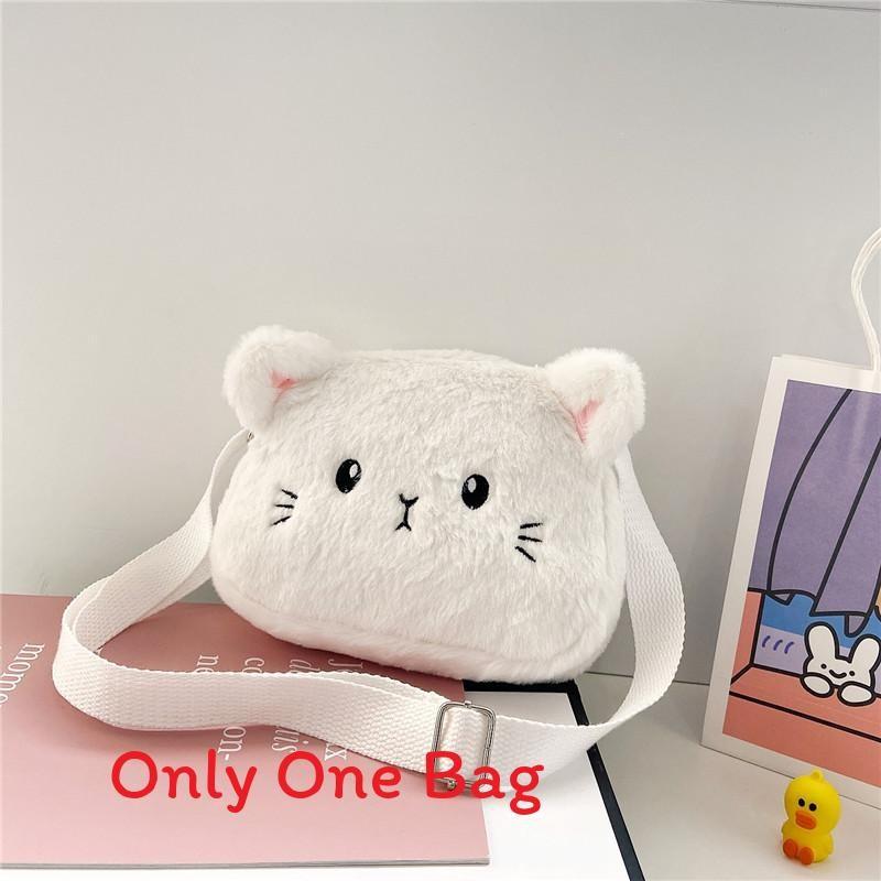 Cat Fashion Cartoon Children Shoulder Crossbody Bag With Soft Plush Gift Kids