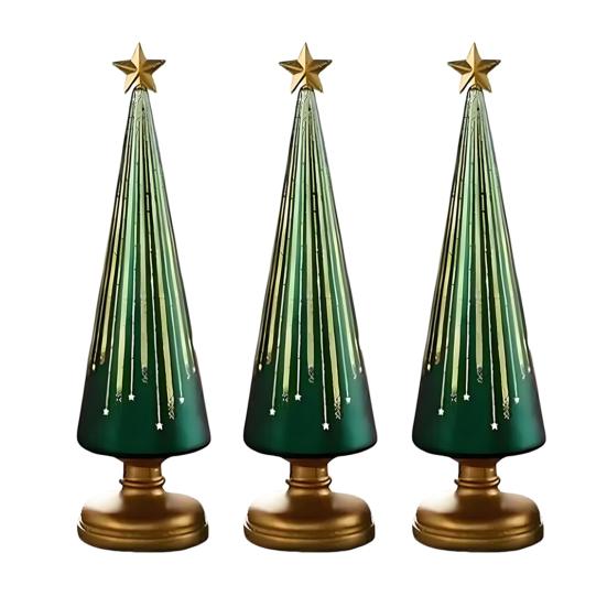 1/3Pcs Christmas Tree Decor with LED Light Built-in Timer Gradient Xmas Tree Sculptures Festive Home Decor