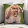 1 шт. Забавная наволочка для подушки с мемом Nicolas Cage Rabbit, 2D двусторонняя полиэстеровая наволочка, Наволочка с юмористическим мемом, Подарок для