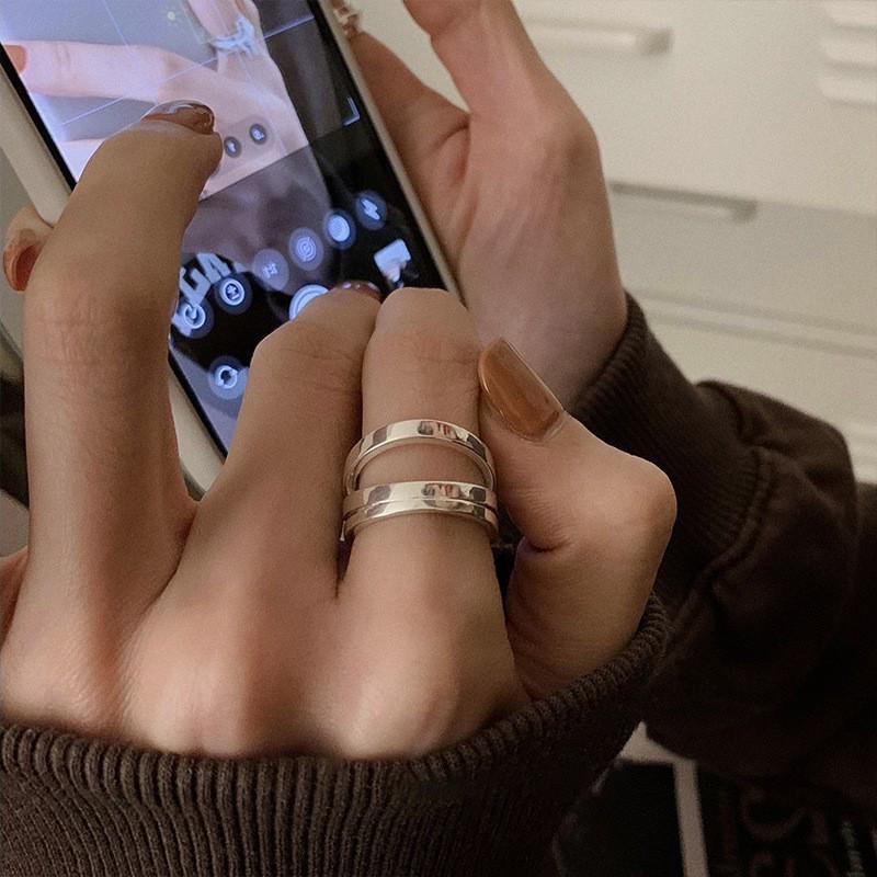 «Корейское регулируемое женское кольцо из стерлингового серебра 925 пробы – не выцветает, легкая роскошь, высококачественный, универсальный дизайн»