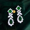 Супер Вспышка Циркон Серьги Тяжелая Промышленность Капля Воды Легкая Роскошь Платье Банкетные Аксессуары Изумрудный Самоцвет Ушные Украшения