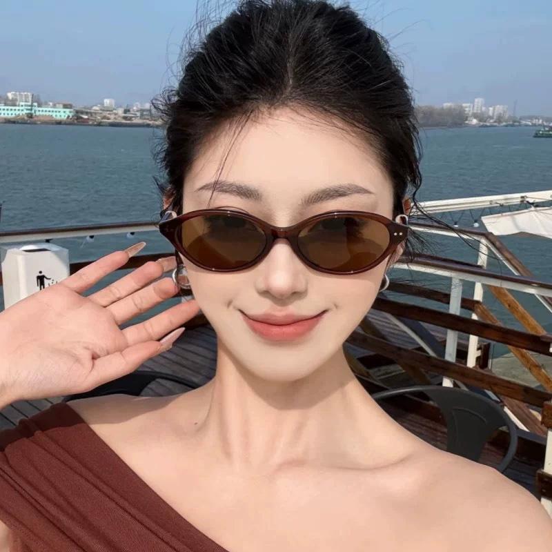 Simple Fashion Oval Sunglasses Women Men Classic Trend Artistic Sense Sun Glasses Pool Party Vacation Shade Glasses
