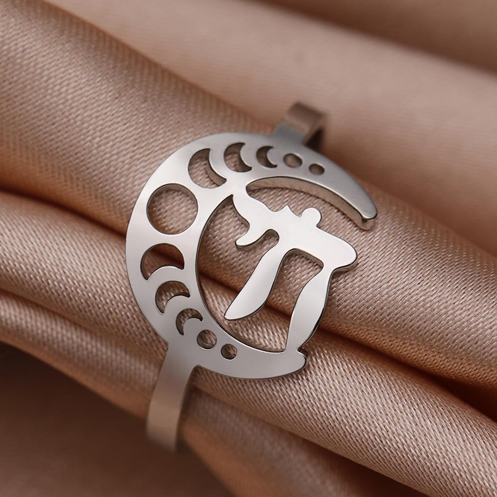 Dawapara Classic Map Women Ring Jewish Chai Hebrew Letter Life Symbol Jewish Jewelry Judaic Stainless Steel Wedding Band