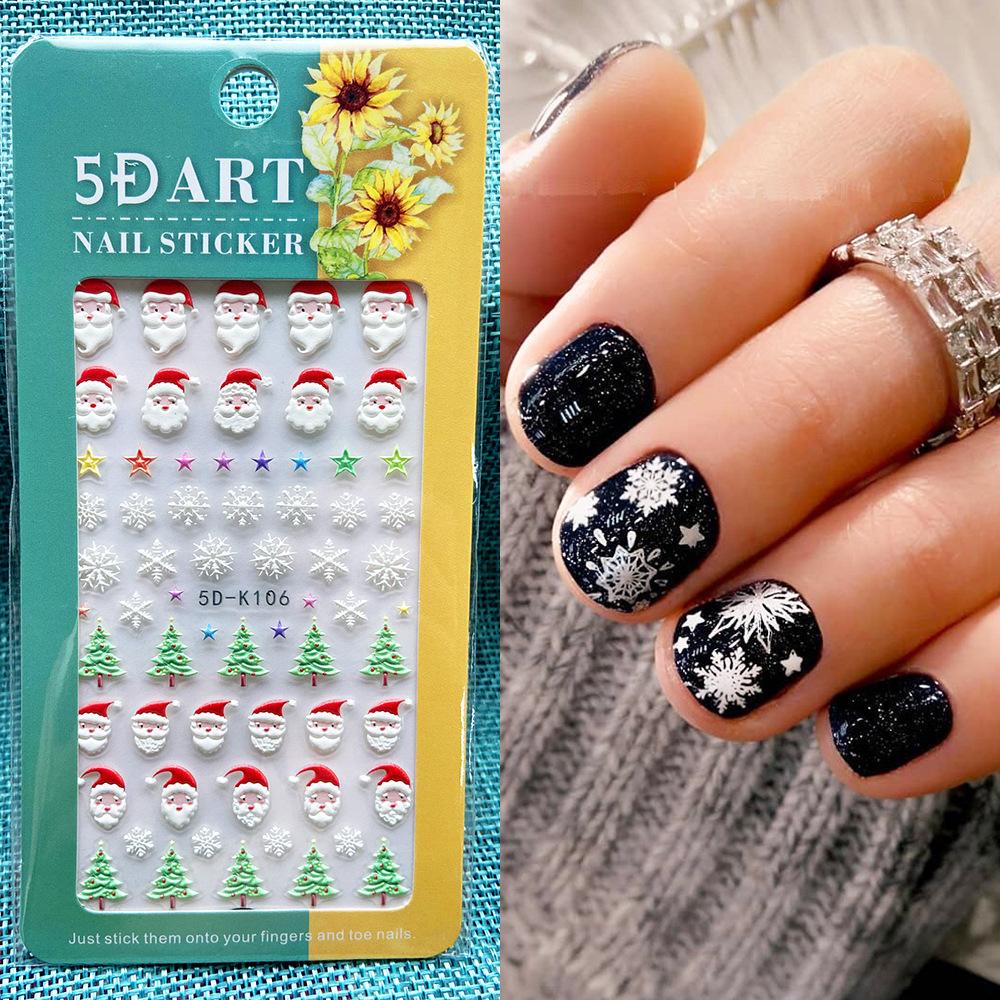 Christmas X Max Snow Manicure Decor Sliders Relief Engraved 5D Embossed Nail Stickers Nail Art Sticker Decal