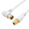 Horlick Antenna Extension Cable for TV 1m Broadcasting White Connector [4K8K (3224MHz)/BS/CS/Terrestrial Digital/CATV Compatible] F-Type Female/L-Type
