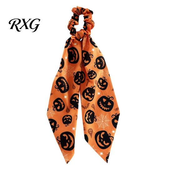 Colorful Hair Tie Halloween Satin Scrunchies for Women, Funny Pumpkin Printed Elastic Ties, Scrunchie Soft Ponytail Holders, Decorative Accessories
