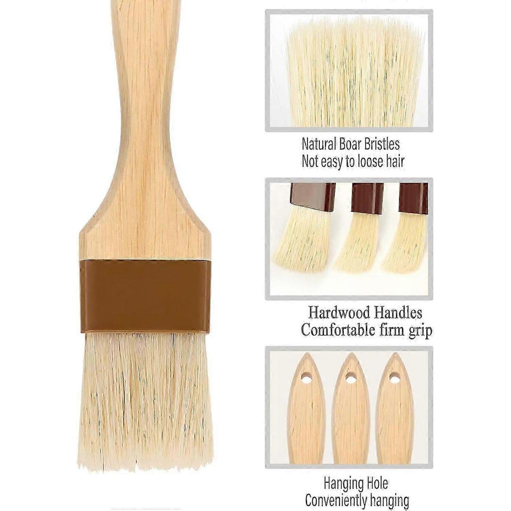 \u200b2-Pack Natural Bristle Pastry Brushes – Heat-Resistant Basting Tools for Oil & Marinade