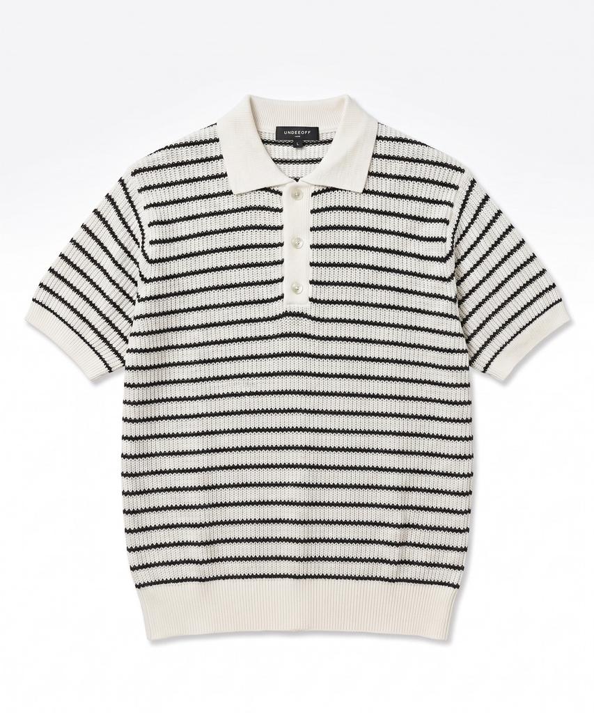 UNDEROFF Oversized Striped Collar Knit In Ivory