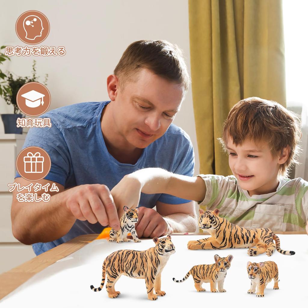 TOYMANY Набор из 6 фигурок тигров, Фигурки животных, Игрушки-тигры, Модели диких животных, Подходит для родителей и детей, Декор для дома, Реалистичные модели, Популярные игрушки,