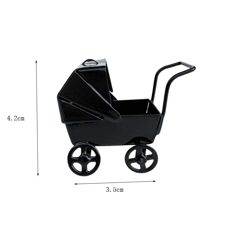 1:12 Кукольных миниатюр Модель детской коляски из кованого железа черного цвета Декор для сцены спальни кукольного домика Игрушки для ролевых игр Сделай сам
