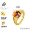Stainless Steel Custom Photo Ring Gold Plated Heart Round Personalized Ring, Customized Memorial Jewelry for Women Mother Couple