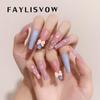Butterfly False Nails Pearl Bow Long French Fake Nails With Glue Full Cover Nail Tips for Girls Manicure Nail Art Decoration