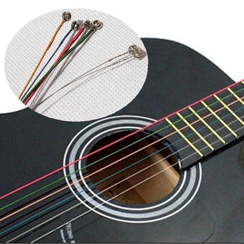 6pcs/set Rainbow Colorful Guitar Strings For Acoustic Folk Guitar Classic Guitar Multi Color