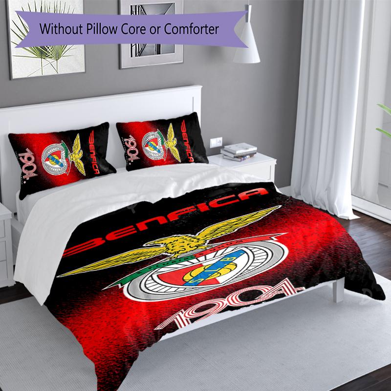 3pcs Sport Lisboa e Benfica Duvet Cover Set, Includes 1 Duvet Cover and 2 Pillowcases,Skin-Friendly&Comfortable Fabric,Suitable Bedding Sets