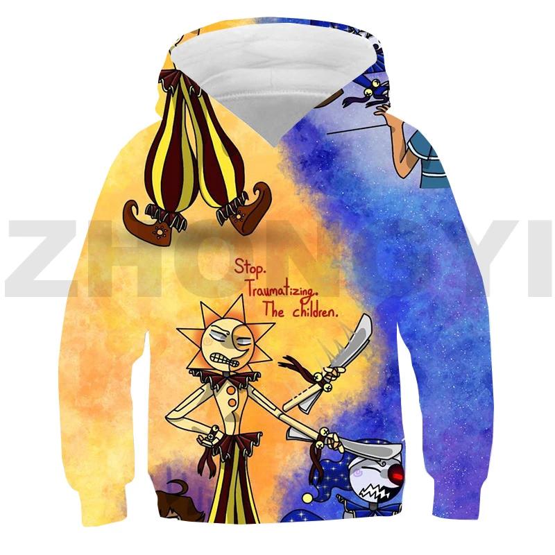 3D-печатная игра Fnaf Sundrop Moondrop аниме-толстовка с капюшоном для детей, уличная одежда для малышей, с длинным рукавом, свободные свитера для мальчиков, одежда