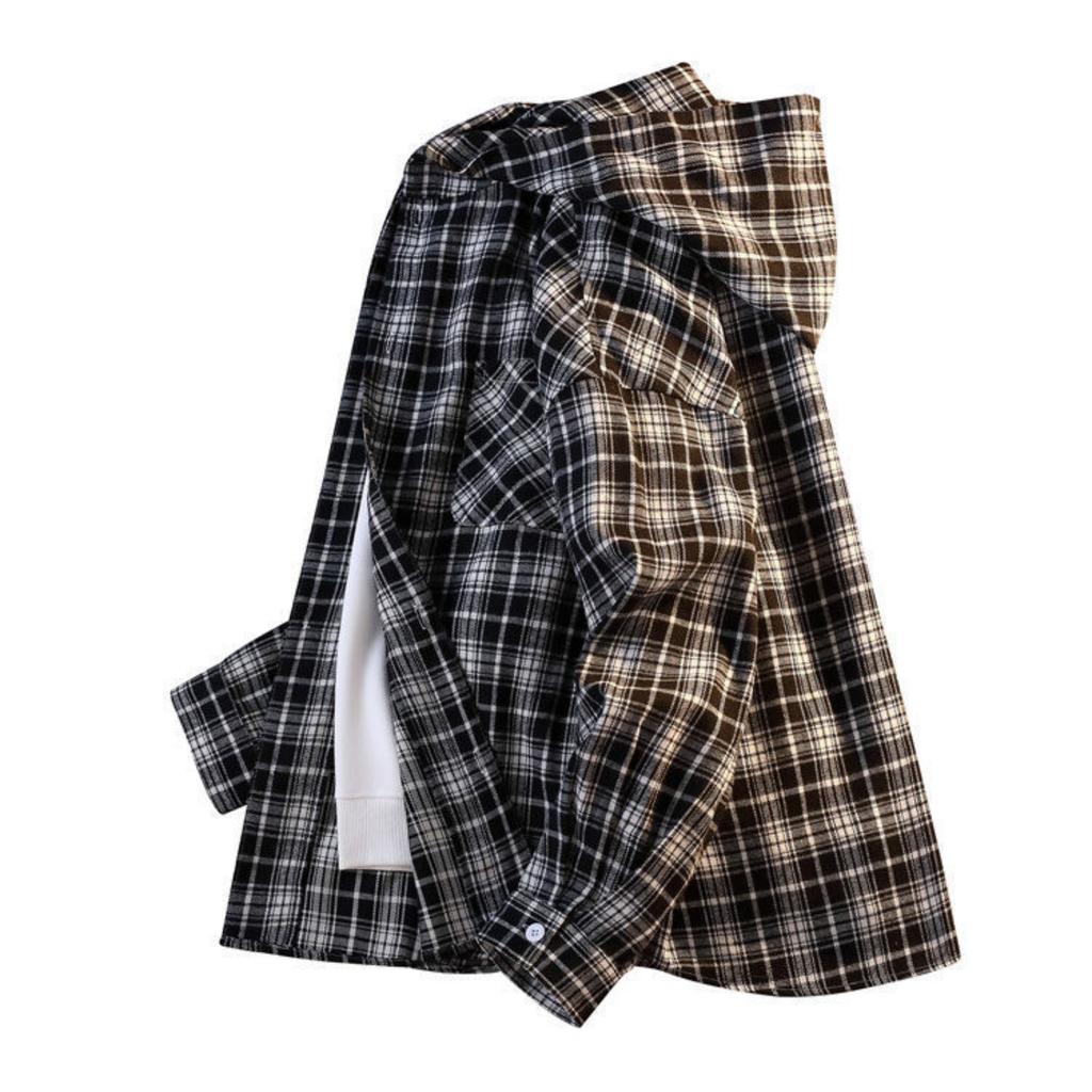 Мужская и женская свободная, повседневная и модная клетчатая рубашка с капюшоном с принтом, мужская рубашка с длинным рукавом на пуговицах, куртка