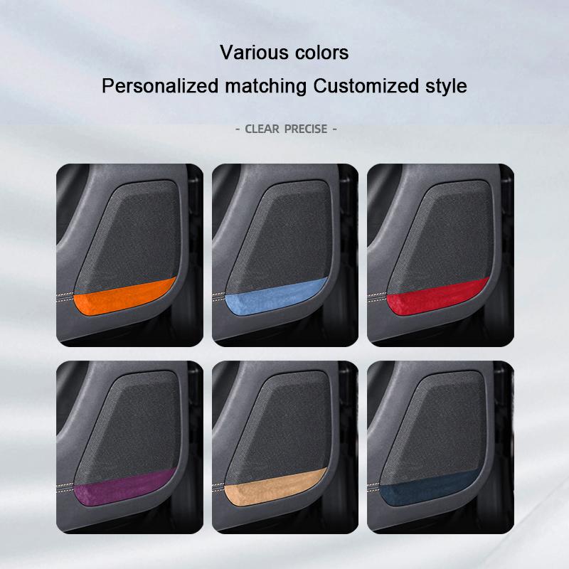 For ZEEKR 7X 2025, Italy Suede Leather Overlay Interior Car Door Loudspeaker Horn Trim Decor Stickers Speaker Auto Accessories