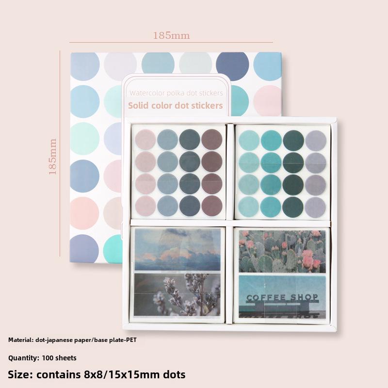 Подарочная коробка с девятью чернилами и солью в виде акварельных точек — креативные простые наклейки для разметки книг и коллажей