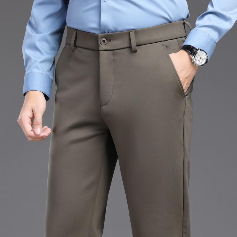 Yiliteng Men's Casual Wrinkle-Resistant Straight-Fit Pants YTMMC6005