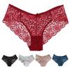 Женские трусики с низкой талией, ажурные, кружевные, с хорошей воздухопроницаемостью, однотонные, тонкие