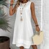 Женское летнее платье, повседневное, без рукавов, с круглым вырезом, миди, платье-халат для отдыха на пляже