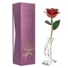 24K Gold Rose Dipped Creative Girlfriends Wife Valentine's Day Gift Wedding Decor with Base Red