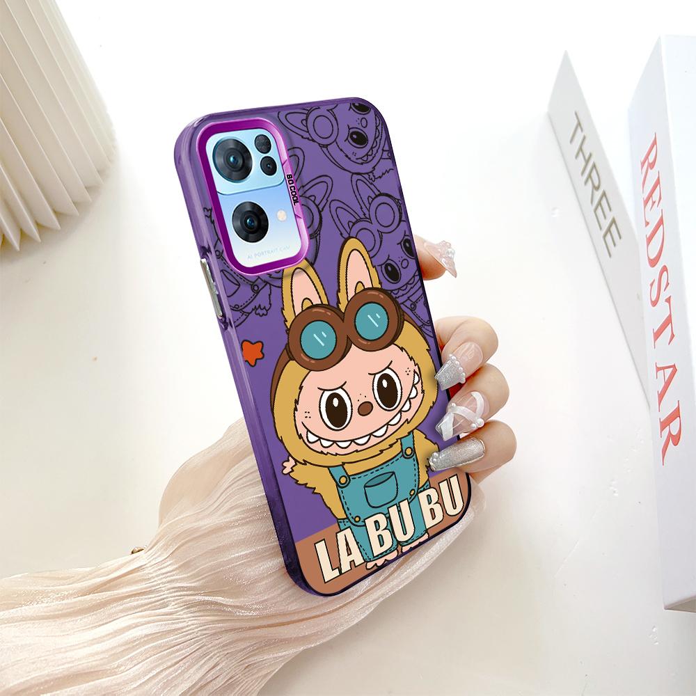 Окрашенный узор, цветной серебристый, двухсторонний, жесткий, противоударный чехол для телефона с защитой от падений для OnePlus OPPO Reno Realme