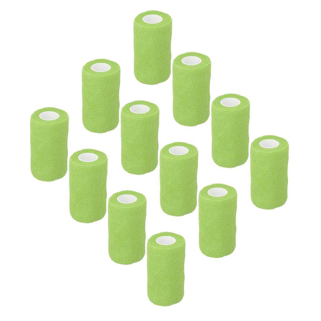12 шт. Бинт-обмотка Натуральный латекс Эластичная самоклеящаяся обмотка для коров, собак, лошадей 10 см Зеленый