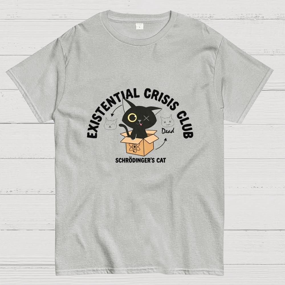 Existential Crisis ClubSchrödinger Cat Art Print Cotton Casual Cool Loose T-Shirt